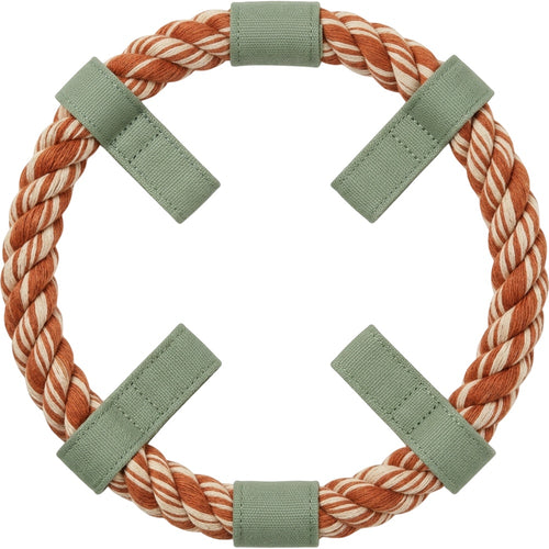 Zovd Braided Rope Ring Dog Toy 24 cm Rust Natural with 4 Canvas Tabs - Product view